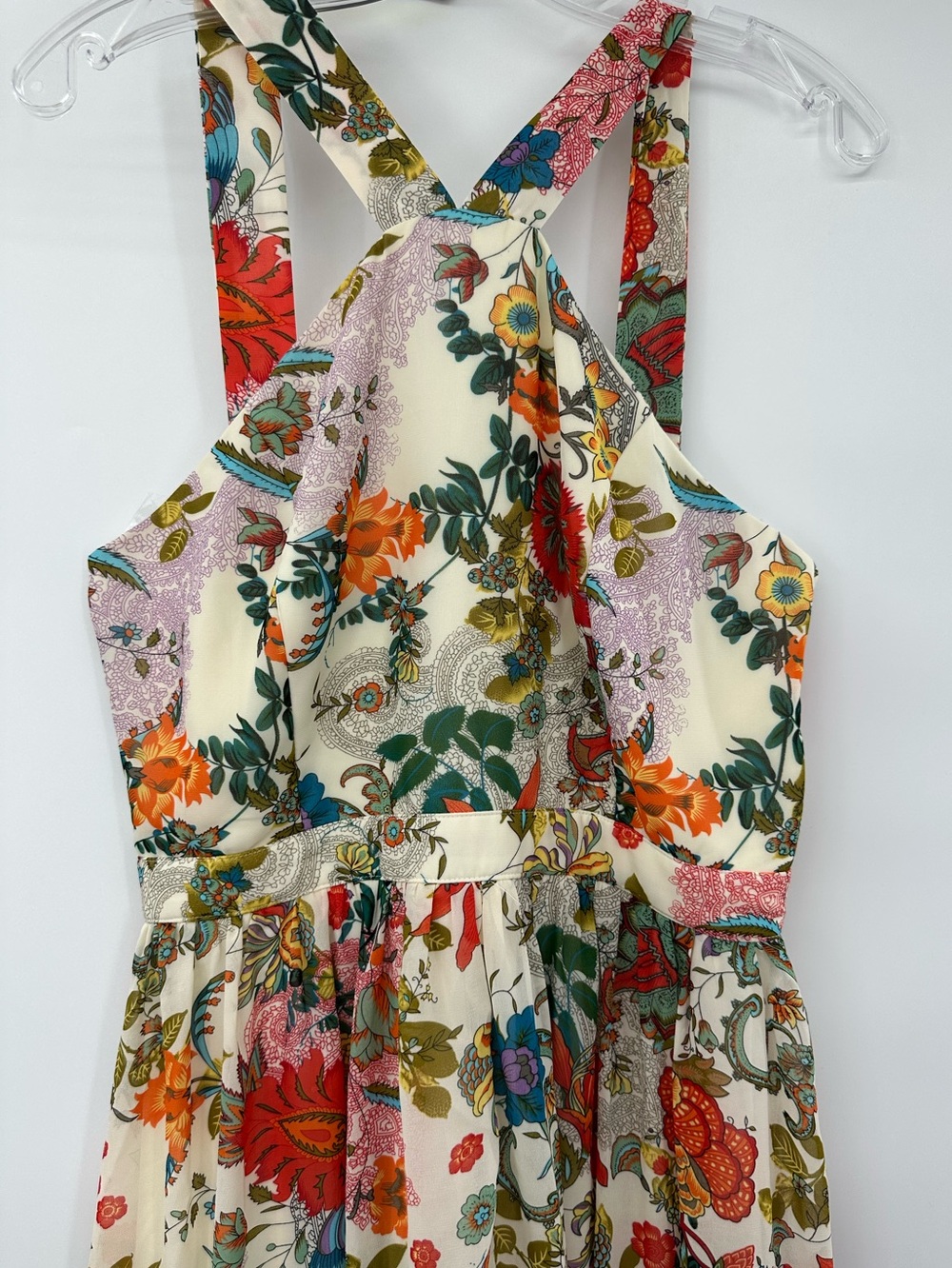 Lulus Lila Cream Floral Print Maxi Dress Size L - Picture 7 of 13